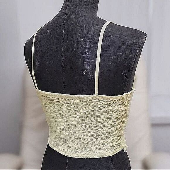 NWOT Primark yellow shirred ruffle trim crop tank - Picture 3 of 11